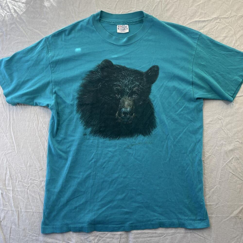 Vintage 1992s Hanes men’s Kananaskis Black Bear Nature Tee L
